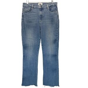 Paige Jeans Size 32 High Rise Lou Lou Raw Hem Stretch Pockets Blue 32x28